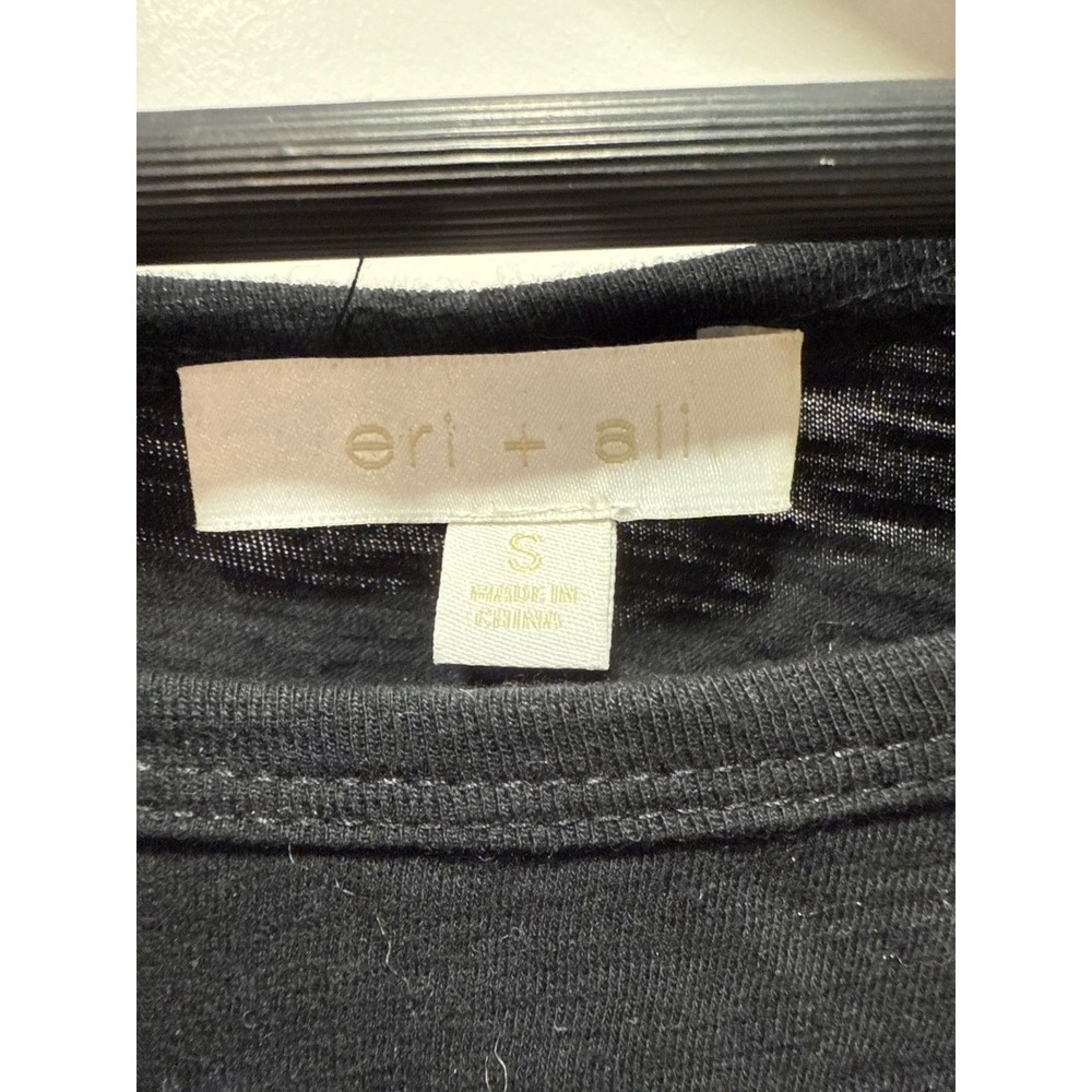 Anthropologie Eri Ali Black Lace Trim 3/4‎ Sleeve Top Women's Size S - Picture 3 of 5